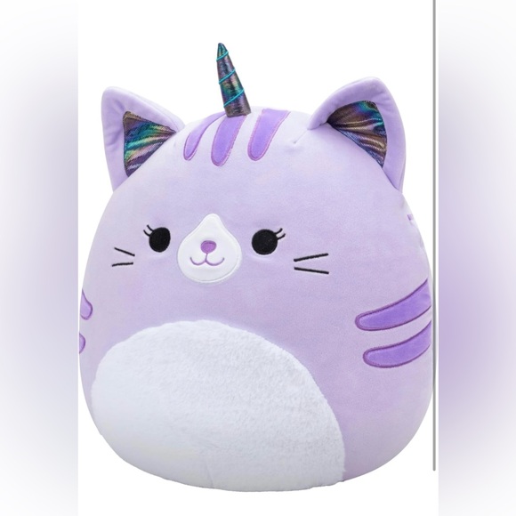 Squishmallows Purple and White Cat Unicorn Plush - Picture 3 of 4